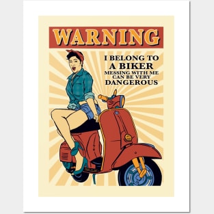 Warning! i belong to a biker Posters and Art